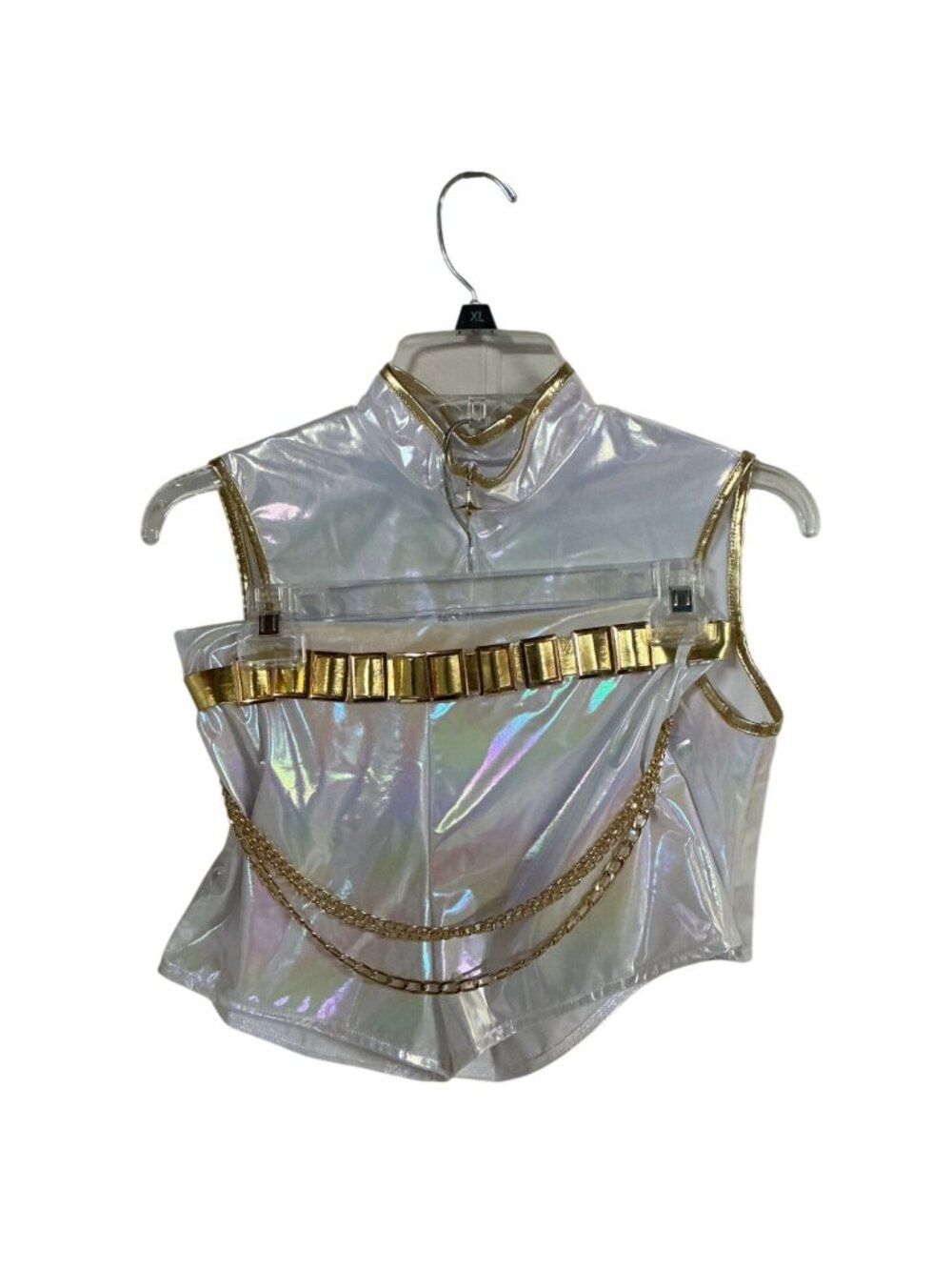 K Pop Demon Hunters Rumi Iridescent White Gold Two Piece Girls Small Costume Set